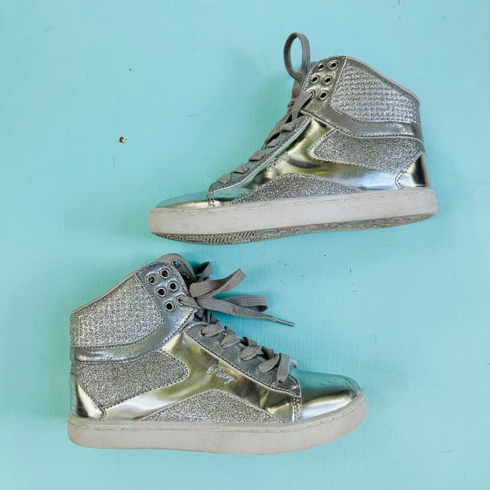 Pastry Silver Hightops Glitter Metallic Sneakers Girls Size 3 Athletic Wear
